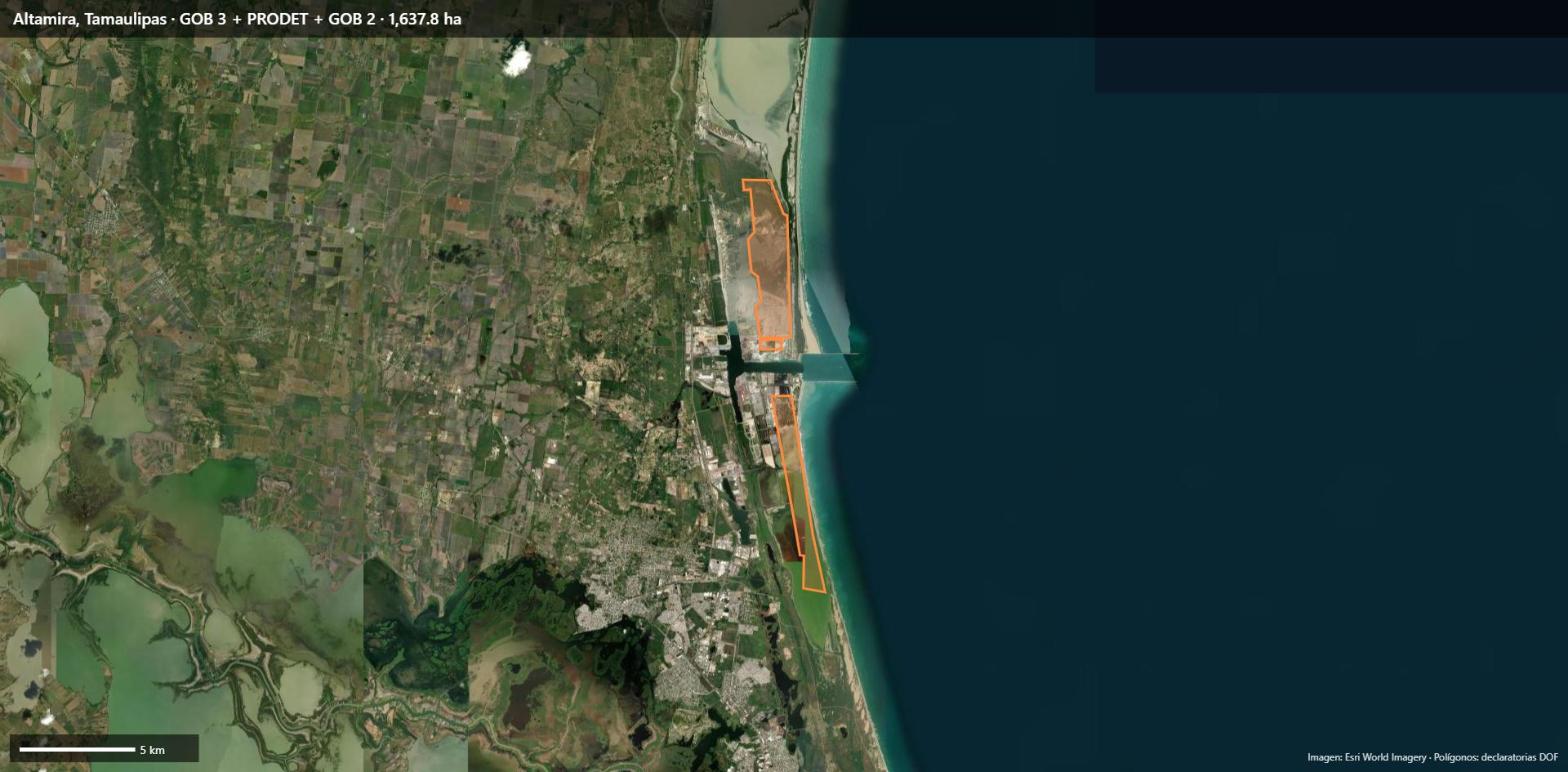 Polígonos de Altamira sobre imagen satelital